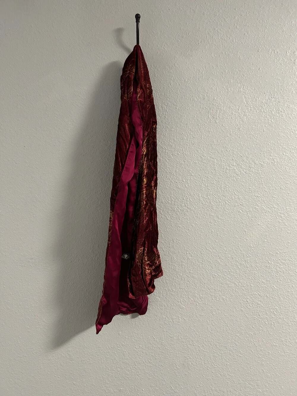 Vintage Burgundy and Gold Velvet Stole Scarf